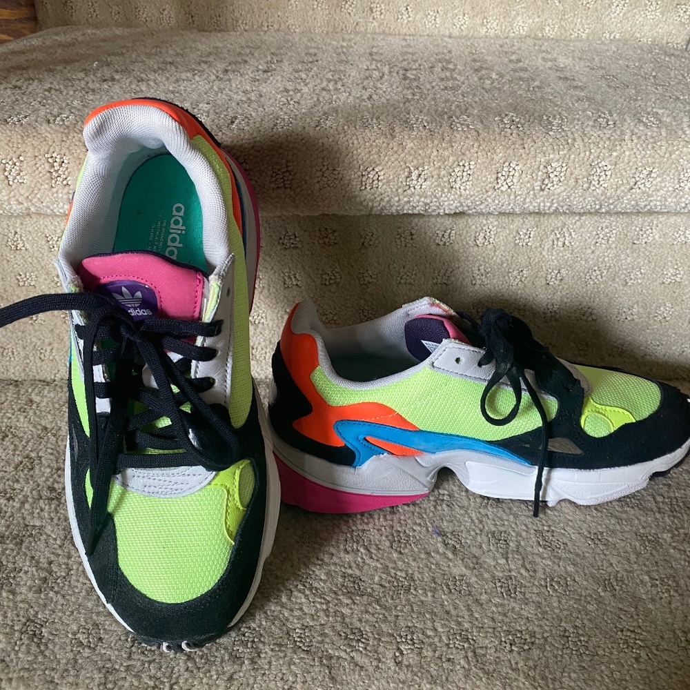 Adidas neon running shoe